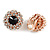 Clear/ Black Crystal Floral Clip On Earrings In Rose Gold Tone - 20mm Diameter - view 4