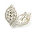 Clear Crystal Leaf Clip On Earrings In Silver Tone - 28mm Tall - view 4