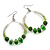 Green/ Transparent Ceramic/ Glass Bead Hoop Earrings In Silver Tone - 70mm Long