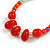 Red/ Transparent Ceramic/ Glass Bead Hoop Earrings In Silver Tone - 70mm Long - view 4