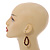 Brown Wood and Glass Bead Oval Drop Earrings In Silver Tone - 55mm Long - view 2