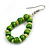 Lime Green Wood and Glass Bead Oval Drop Earrings In Silver Tone - 55mm Long - view 4