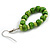 Lime Green Wood and Glass Bead Oval Drop Earrings In Silver Tone - 55mm Long - view 5