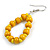 Yellow Wood and Glass Bead Oval Drop Earrings In Silver Tone - 55mm Long - view 4
