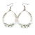 Snow White/ Transparent Ceramic/ Glass Bead Hoop Earrings In Silver Tone - 70mm Long - view 3