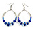 Royal Blue/ Transparent Ceramic/ Glass Bead Hoop Earrings In Silver Tone - 70mm Long - view 5