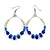 Royal Blue/ Transparent Ceramic/ Glass Bead Hoop Earrings In Silver Tone - 70mm Long - view 3