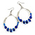 Royal Blue/ Transparent Ceramic/ Glass Bead Hoop Earrings In Silver Tone - 70mm Long