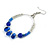Royal Blue/ Transparent Ceramic/ Glass Bead Hoop Earrings In Silver Tone - 70mm Long - view 4