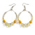 Lemon Yellow/ Lemonad Yellow/ Transparent Ceramic/ Glass Bead Hoop Earrings In Silver Tone - 70mm Long - view 3