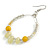 Lemon Yellow/ Lemonad Yellow/ Transparent Ceramic/ Glass Bead Hoop Earrings In Silver Tone - 70mm Long - view 4
