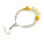 Lemon Yellow/ Lemonad Yellow/ Transparent Ceramic/ Glass Bead Hoop Earrings In Silver Tone - 70mm Long - view 5