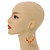 Orange/ Transparent Ceramic/ Glass Bead Hoop Earrings In Silver Tone - 70mm Long - view 2