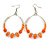 Orange/ Transparent Ceramic/ Glass Bead Hoop Earrings In Silver Tone - 70mm Long - view 3