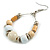 Cream Ceramic/ Natural/White  Wood Bead Hoop Earrings In Silver Tone - 70mm Long - view 4