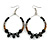 Black/ Bronze/ Silver Ceramic/ Glass Bead Hoop Earrings In Silver Tone - 70mm Long - view 3