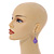 Lilac Double Bead Wood Drop Earrings In Silver Tone - 60mm Long - view 6