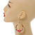 Pastel Pink Ceramic/ Natural Wood Bead Hoop Earrings In Silver Tone - 70mm Long - view 2