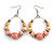 Pastel Pink Ceramic/ Natural Wood Bead Hoop Earrings In Silver Tone - 70mm Long - view 3