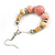 Pastel Pink Ceramic/ Natural Wood Bead Hoop Earrings In Silver Tone - 70mm Long - view 5