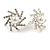 Clear Crystal Faux Pearl Snowflake Stud Earrings In Silver Tone - 20mm Diameter - view 6