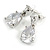 Bridal/ Prom/ Wedding Clear Cz Teardrop Earrings In Rhodium Plating - 30mm L - view 4