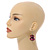 Fuchsia Pink/ Black/ Gold Double Bead Wood Drop Earrings In Silver Tone - 55mm Long - view 3