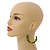 50mm Diameter Lime Green Wood Bead Hoop Drop Earrings In Silver Tone - 75mm Long - view 2