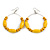 50mm Diameter Yellow Wood Bead Hoop Drop Earrings In Silver Tone - 75mm Long - view 3