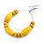 50mm Diameter Yellow Wood Bead Hoop Drop Earrings In Silver Tone - 75mm Long - view 4