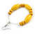 50mm Diameter Yellow Wood Bead Hoop Drop Earrings In Silver Tone - 75mm Long - view 5