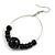 50mm Diameter Black Wood Bead Hoop Drop Earrings In Silver Tone - 75mm Long - view 4