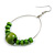 50mm Diameter LIme Green Wood Bead Hoop Drop Earrings In Silver Tone - 75mm Long - view 4