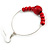 50mm Diameter Cherry Red Wood Bead Hoop Drop Earrings In Silver Tone - 75mm Long - view 5
