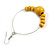 50mm Diameter Yellow Wood Bead Hoop Drop Earrings In Silver Tone - 75mm Long - view 5