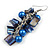 Royal Blue/ Navy Blue Glass Bead, Shell Nugget Cluster Dangle/ Drop Earrings In Silver Tone - 60mm Long - view 4