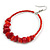 Large Brick Red Glass, Shell, Wood Bead Hoop Earrings In Silver Tone - 75mm Long - view 4