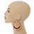 Large Brick Red Glass, Shell, Wood Bead Hoop Earrings In Silver Tone - 75mm Long - view 2