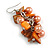 Peach Glass Bead, Burnt Orange Shell Nugget Cluster Dangle/ Drop Earrings In Silver Tone - 60mm Long - view 4