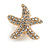 Clear Crystal Starfish Clip On Earrings In Gold Tone Metal - 25mm Diameter - view 5