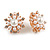 Clear Crystal Faux Pearl Snowflake Clip On Earrings In Gold Tone - 17mm Diameter - view 3