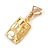 Geometric Textured Square CZ Clip On Earrings In Matte Gold Finish - 40mm Drop - view 5