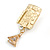 Geometric Textured Square CZ Clip On Earrings In Matte Gold Finish - 40mm Drop - view 6