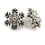 AB/ Clear Crystal Snowflake Clip On Earrings In Silver Tone - 20mm Diameter - view 3