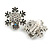 AB/ Clear Crystal Snowflake Clip On Earrings In Silver Tone - 20mm Diameter - view 4