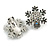 AB/ Clear Crystal Snowflake Clip On Earrings In Silver Tone - 20mm Diameter - view 5