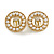 Gold Tone Faux Pearl Bead Button Clip On Earrings - 22mm D - view 5