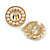 Gold Tone Faux Pearl Bead Button Clip On Earrings - 22mm D - view 7