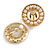 Gold Tone Faux Pearl Bead Button Clip On Earrings - 22mm D - view 3