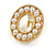 Gold Tone Faux Pearl Bead Button Clip On Earrings - 22mm D - view 4